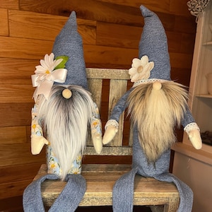 Denim Spring Gnome: Daisy Decor, Gift for Mom