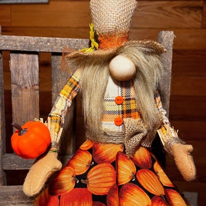 Fall Scarecrow Gnome: Handmade Autumn Tiered Tray Decor