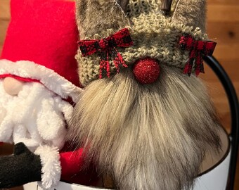 Reindeer Plush Gnome: Tiered Tray Christmas Decor