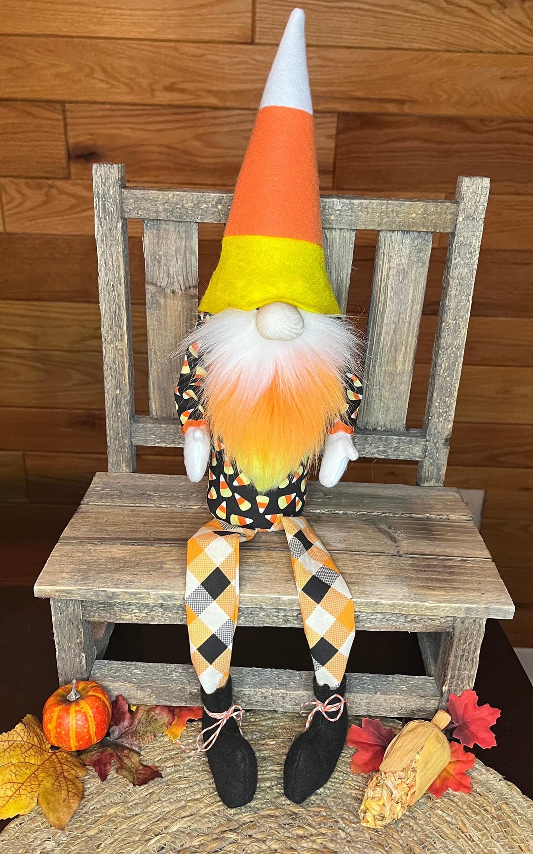 Candy Corn Gnome: Halloween Tiered Tray Decor - Etsy