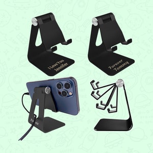 Personalized Cell Phone Tablet Stand Adjustable Multi-Angle Aluminum Non-Slip Dock Holder Cradle Charger Station Mount Foldable Portable