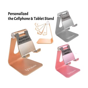 Personalized Cell Phone Tablet Stand Adjustable Multi-Angle Aluminum Non-Slip Dock Holder Cradle Charger Station Mount Foldable Portable