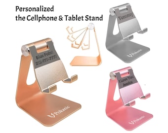 Personalized Cell Phone Tablet Stand Adjustable Multi-Angle Aluminum Non-Slip Dock Holder Cradle Charger Station Mount Foldable Portable