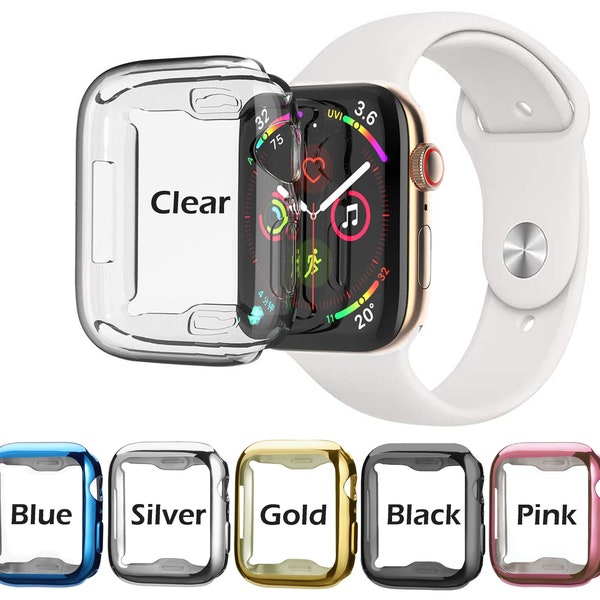 Customized Color Apple Watch SE 6 5 4 3 2 1 Series 44 / 42 / 40 / 38mm Screen Protector TPU Case Full Cover Charger Scratch Resistant