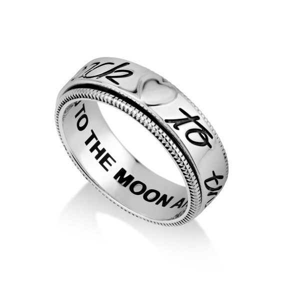 Engraved Love you to the Moon and Back Sterling Silver Band Ring Engraved Love you to the Moon and Back Sterling Silver Band Ring