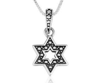 Silver Star of David Pendant, 925 Sterling Silver Pendant, Jewish Star Necklace, Silver Engraved Pendant, Jewish Jewelry, Israel Jewelry