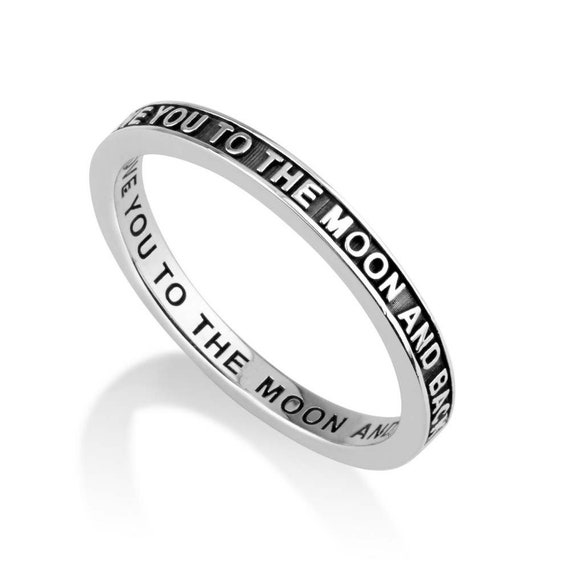 Engraved Love you to the Moon and Back Sterling Silver Band Ring Engraved Love you to the Moon and Back Sterling Silver Band Ring