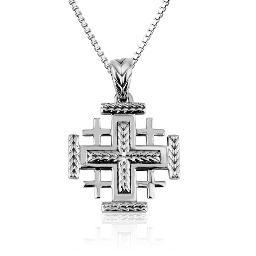 Silver Jerusalem Cross Pendant 925 Sterling Silver Pendant Etsy