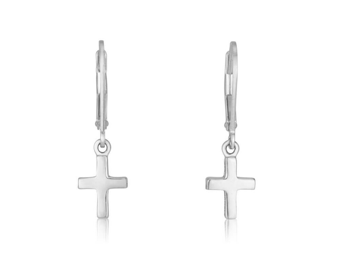 Silver Cross Earrings, 925 Sterling Silver Earrings, Christian Cross