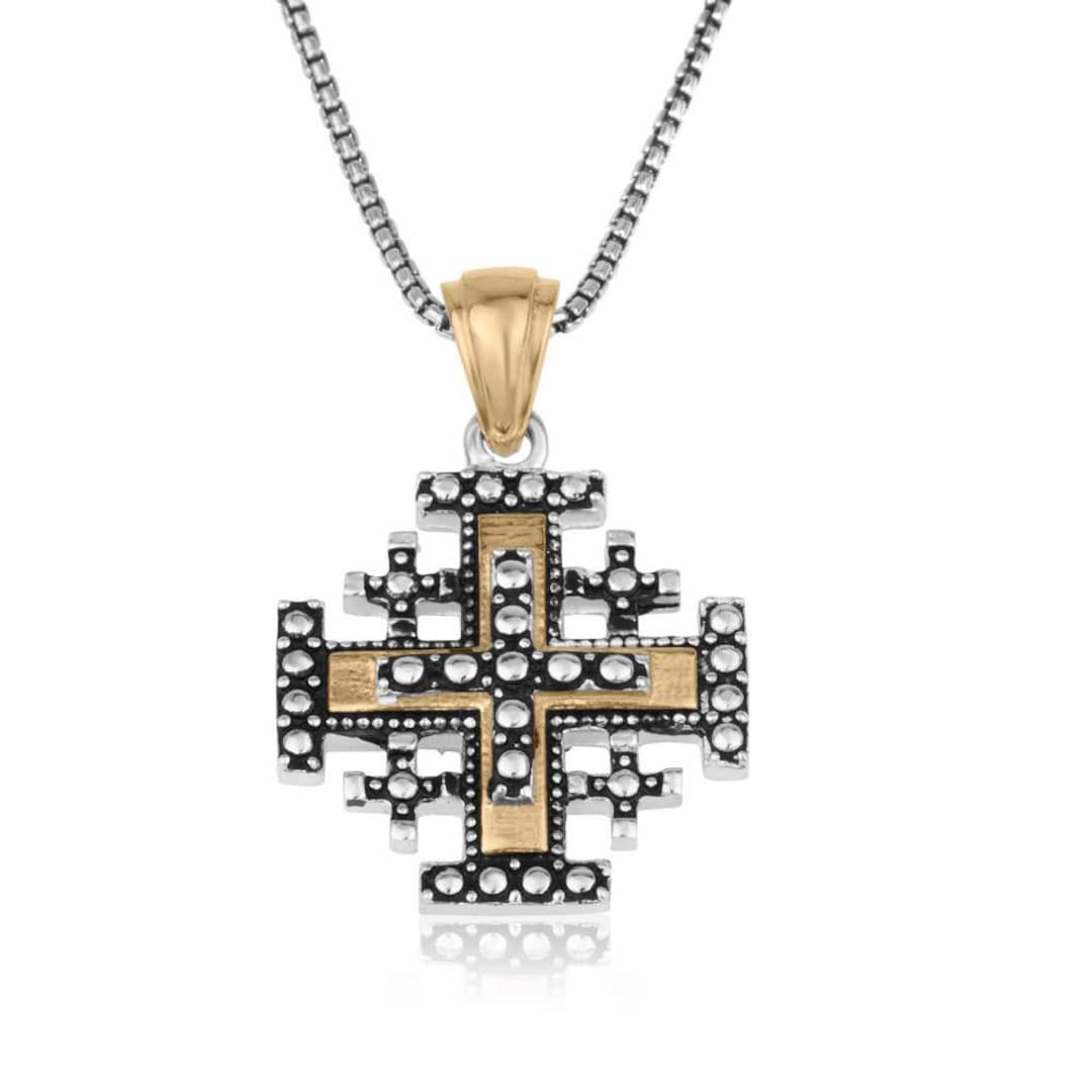 Jerusalem Cross Necklace, 925 Sterling Silver Pendant, Jerusalem