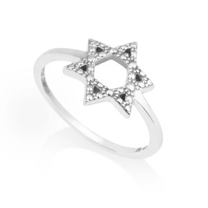 Sterling Silver, Star of David Ring, Diamond Shaped Artwork, Jewish Jewelry,  Religious Rings