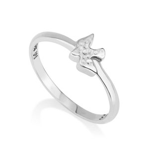 Dove Textured Silver Sterling Ring Holy Land Spirit Christian Engraved Jewelry