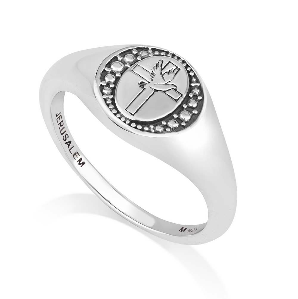 Religious Christian Ring Sterling Silver Ring Cross Engraved Etsy