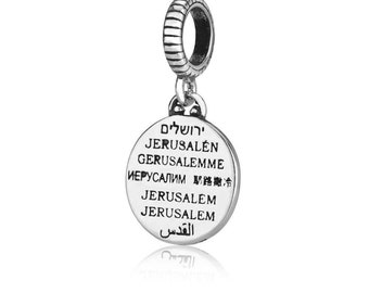 Charmes de Jérusalem en argent, 925 breloques en argent sterling, breloques de Jérusalem en argent, breloques de Jérusalem gravées, cadeau de bijoux d’Israël