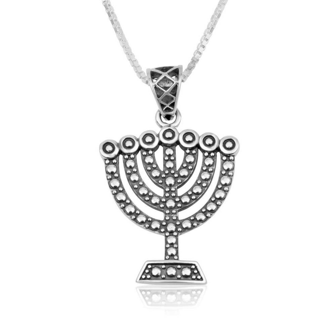 Silver Menorah Pendant, 925 Sterling Silver Pendants, Menorah Candles Pendant, Menorah Jewelry