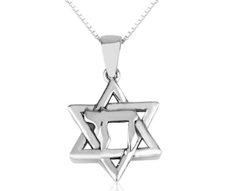 Pendentif étoile d’argent de David, pendentif en argent sterling 925, bijoux juifs, chaînes en argent, collier juif, cadeau de bijoux d’Israël