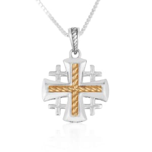 Silver Jerusalem Cross Pendant, Gold Plated Pendant, 925 Sterling Silver Pendant, Silver Chains, Jerusalem Jewelry, Israel Jewelry Gift