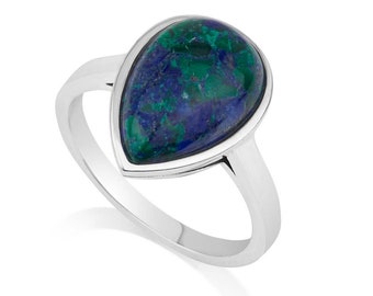 Silber Eilat Stein Ring, 925 Sterling Silber Ring, Eleganter Silber Ring, Tropfenförmig, Eilat Schmuck, Israel Schmuck Geschenk