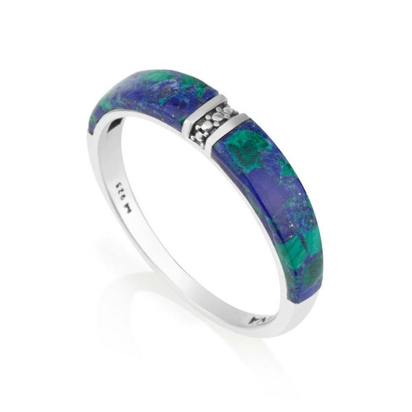 Bague en pierre d’Eilat en argent, bague en argent sterling 925, bague en pierre azurite, chevalière en argent, cadeau de bijoux en Israël