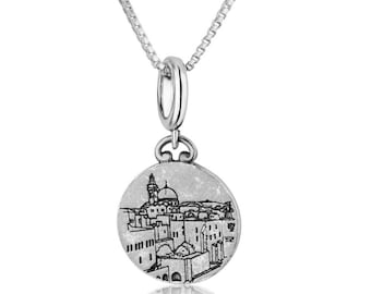 Blessings Hanging Pendant Charm Bead 925 Sterling Silver Jerusalem Jewelry Gift with a Chain Made of 925 Sterling Silver Holy Land