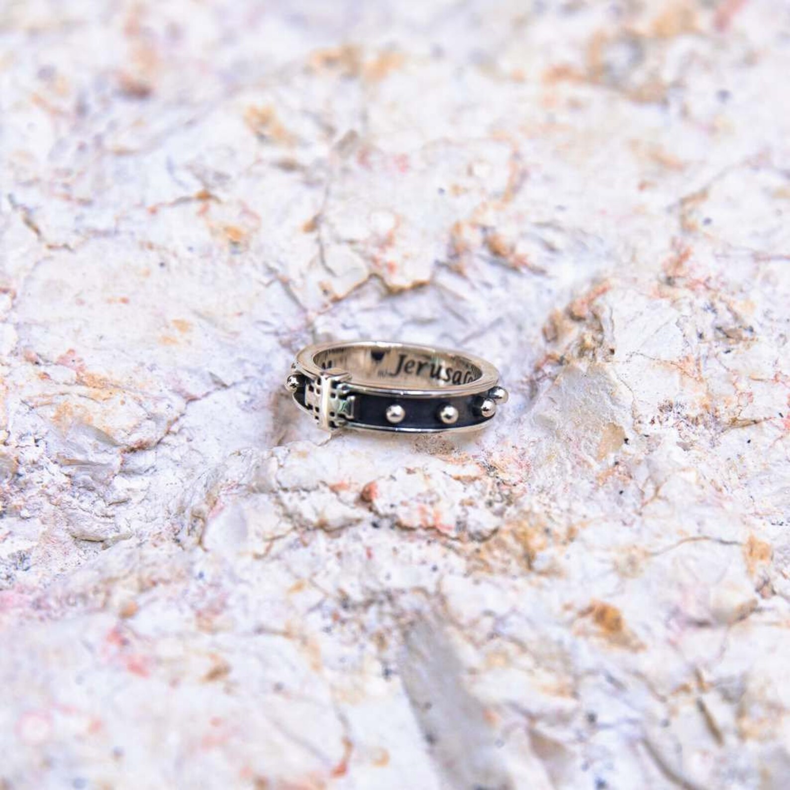 Rosary Jerusalem Cross Ring Christian Silver Rings Religious Etsy