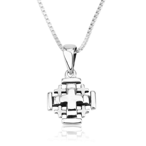 Silver Cross Jerusalem Pendant, 925 Sterling Silver Pendant, Jerusalem Cross Necklace, Jerusalem Jewelry, Silver Chains, Israel Jewelry Gift