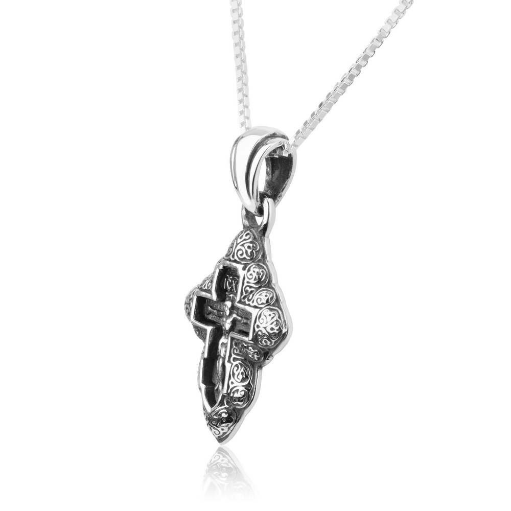 Silver Russian Cross Pendant 925 Sterling Silver Pendant Etsy UK
