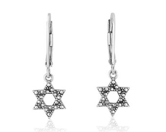 Star David Earrings 925 Sterling Silver Artwork Classic Jewish Jewelry Holy Land