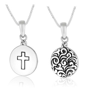 Sterling Silver Cross Round Pendant Handmade Fine Jewelry Holy Land New