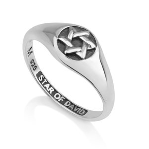 Silver Star of David Ring, 925 Sterling Silver Ring, Oxidized Ring, Jewish Jewelry Ring, Engraved Signet Ring, Israel Jewelry Gift