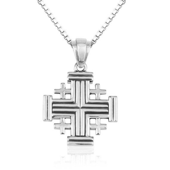 Silver Jerusalem Cross Pendant 925 Sterling Silver Pendant