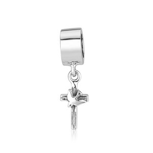 Silver Cross Charms, Dove Jewelry Charms, 925 Sterling Silver Charms, Cross Charm, Engravable Charms, Israel Jewelry Gift