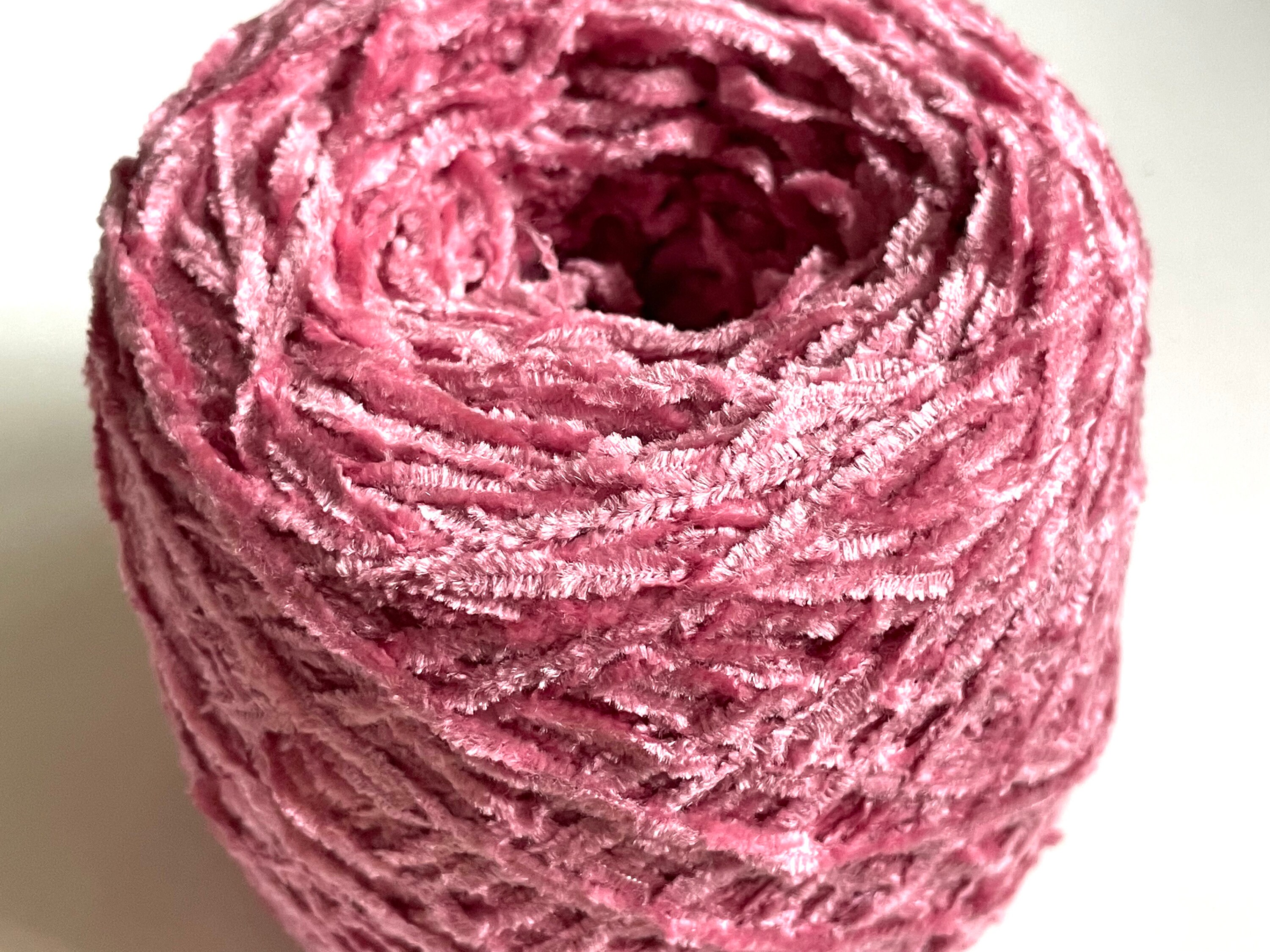 Rose Pink Fine Velvet Chenille Yarn Etsy