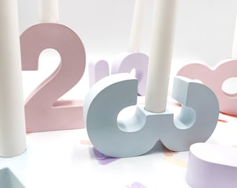 Candle holder birthday numbers pastel | stick candle | Children's birthday | happy Birthday