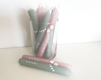 Birthday candle pink mint | stick candle | Children's birthday | Candle with number | Table decoration