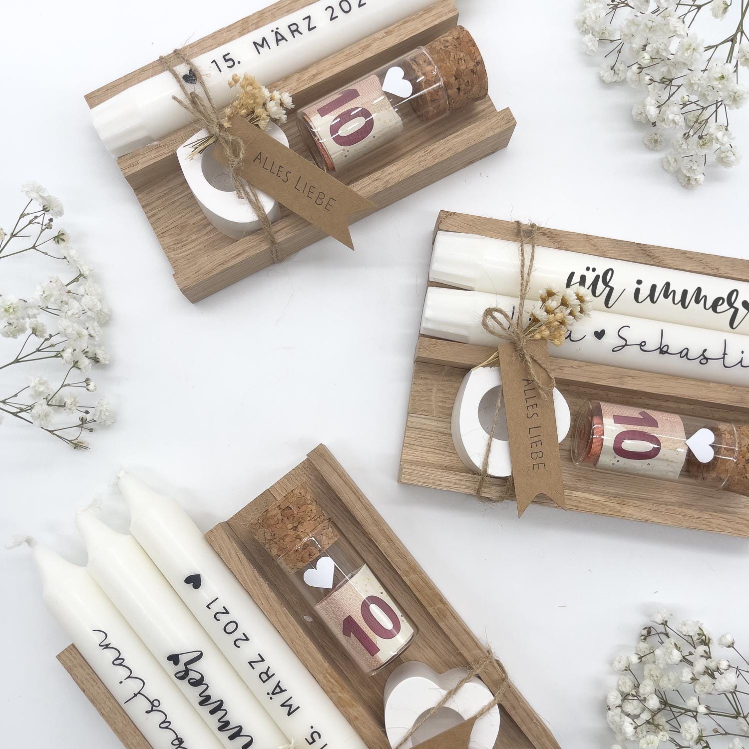 LUMIN TUTU Geldgeschenk-Box - Holzbox Mit Trockenblumen Für Hochzeit