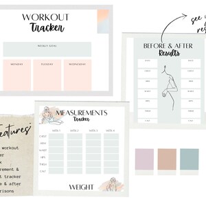 Fitness Tracker, Journal Weight Loss, 30 Day Workout Tracker, Measurement Tracker, Daily Fitness Planner, Printable Workout Tracker