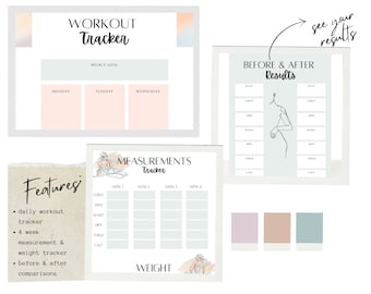 Fitness Tracker, Journal Gewichtsverlies, 30 Dagen Workout Tracker, Meting Tracker, Dagelijkse Fitness Planner, Afdrukbare Workout Tracker