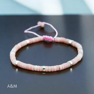 Zartes Rosa Opal Armband - Minimalistischer verstellbarer Steinperlenschmuck