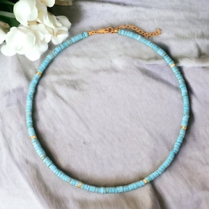 Turquoise beaded choker necklace, Minimalist style Pendant, Women necklace, Women collar, adjustable choker, Bohemian jewelry, Beaded gift