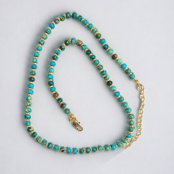 Turquoise Choker Collier Minuscule Bleu Perlé Méditation Bijoux Pierre Naturelle Perles De Rocaille Collier Ras Du Cou Cadeau De Noël Collier Collier Cadeau