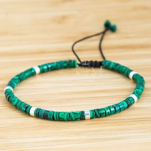 Beaded Bracelet Malachite Dainty Adjustable Bracelet Gift Synthetic Malachite beads Bohemian Tile Natural Stone Beads Bracelet Gemstone UK