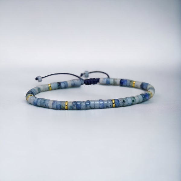 Adjustable Blue Line Jasper Bracelet – Bohemian Gemstone Beaded Jewelry
