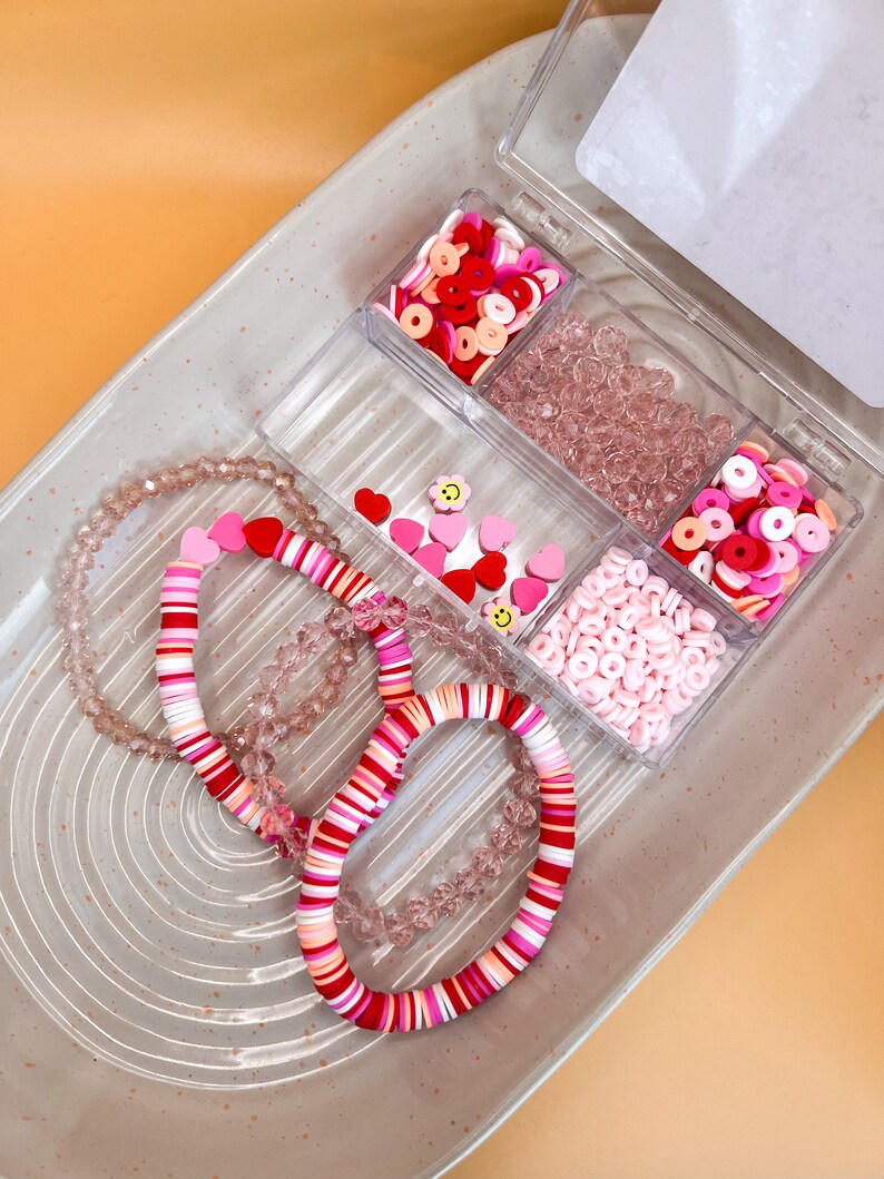 DIY Heishi Valentines Bracelet Kit Make Your Own Preppy Etsy