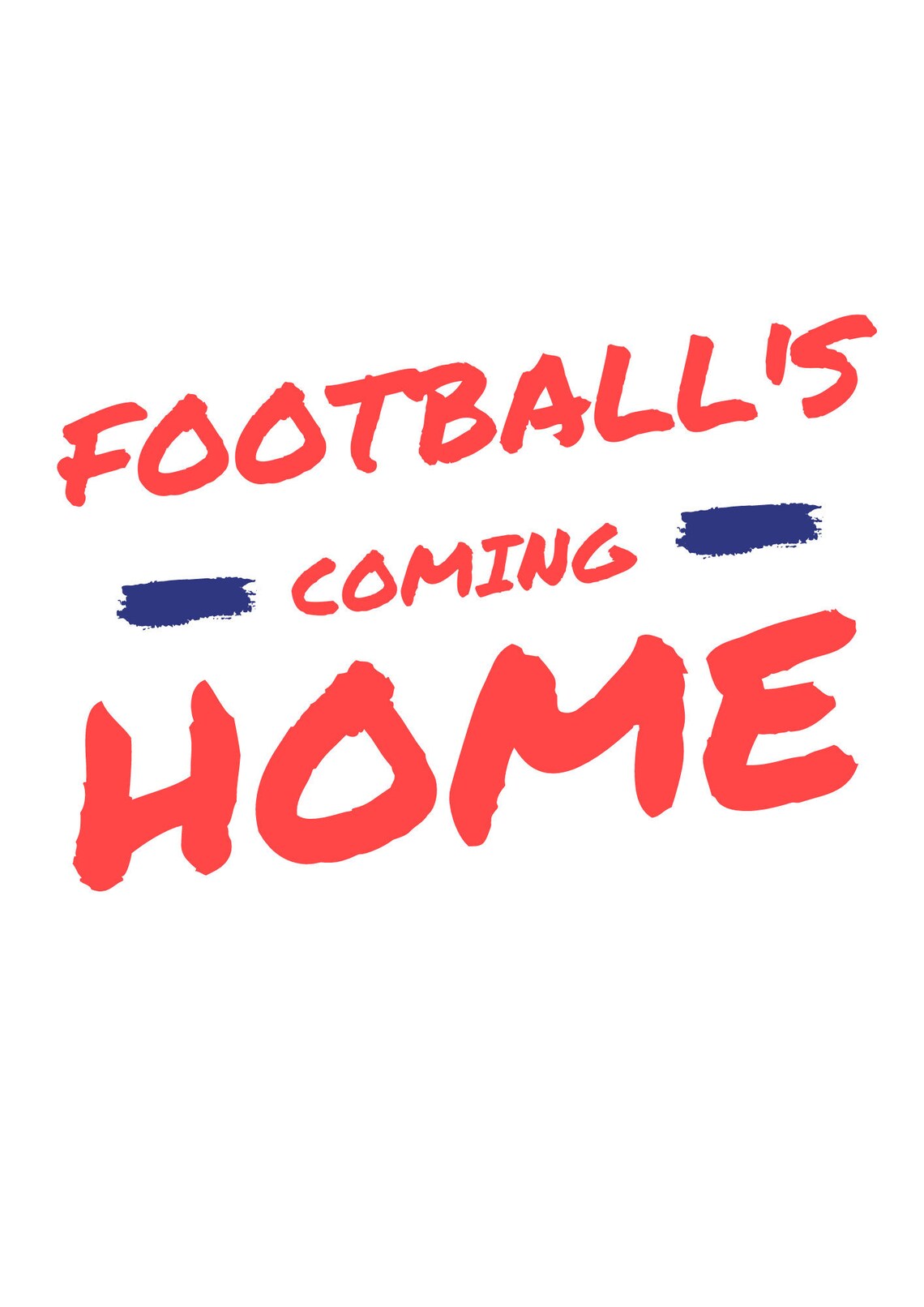 Football's Coming Home White and Red Poster Etsy