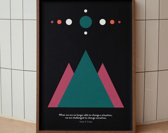 Impressão minimalista com citação de Viktor Frankl | Decoração de parede abstrata e motivacional