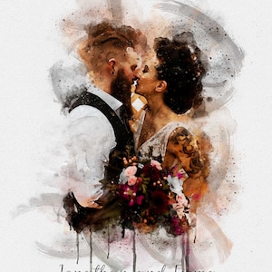 Custom Couple Portrait from Picture, Wedding Portrait from Photo, Anniversary Gift, Gift for Couple, Wedding Gift, Couple Illustration