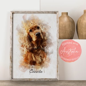 Watercolour Pet Portrait Painting from Photo, Custom Dog Portrait, Pet Memorial Gift for Him Her, Pet Loss Sympathy Gift, Wall Art