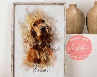 Custom Watercolour Pet Portrait: Dog Memorial Gift, Wall Art