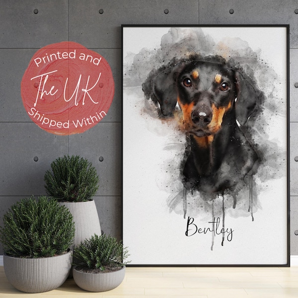 Watercolour Pet Portrait Painting, Personalised Pet Portrait, Pet Illustration, Custom Dog Portrait Drawing, Pet Memorial Gift, Pet Loss